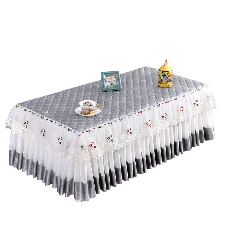 防滑茶几罩长方形简约现代餐桌垫盖布客厅全包蕾丝茶机桌罩家用