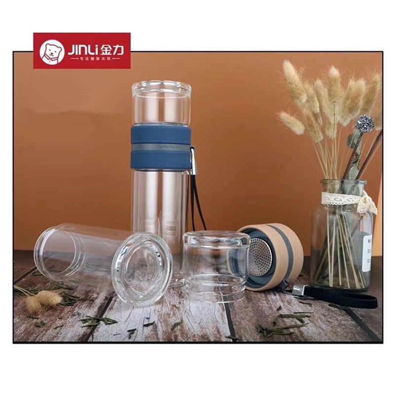 金力水晶玻璃杯泡茶杯茶水分离休闲茶水杯JL786匡迪华象分离杯
