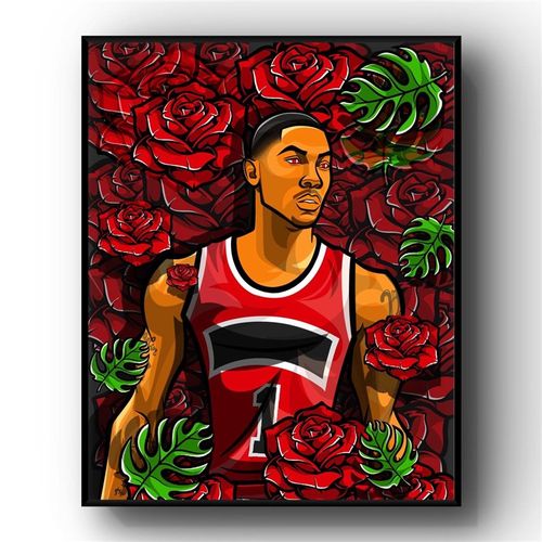 罗斯艺术装裱挂画创意球衣卧室装饰房间摆画空白墙壁画相框风城玫