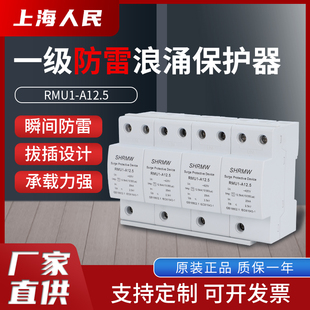 上海人民一级防雷浪涌保护器4Plimp12.5KA 350us I级试验防雷器10