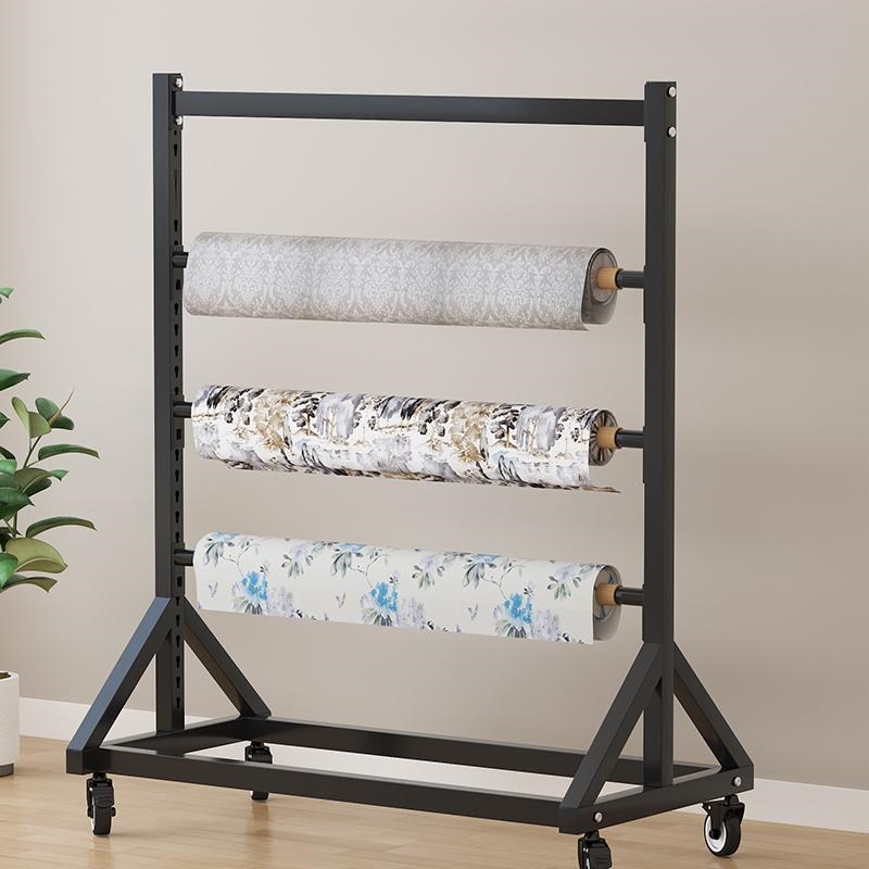 纺织面料布料展示移动样布架家纺桌布塑料薄膜展架展会挂布卷货架