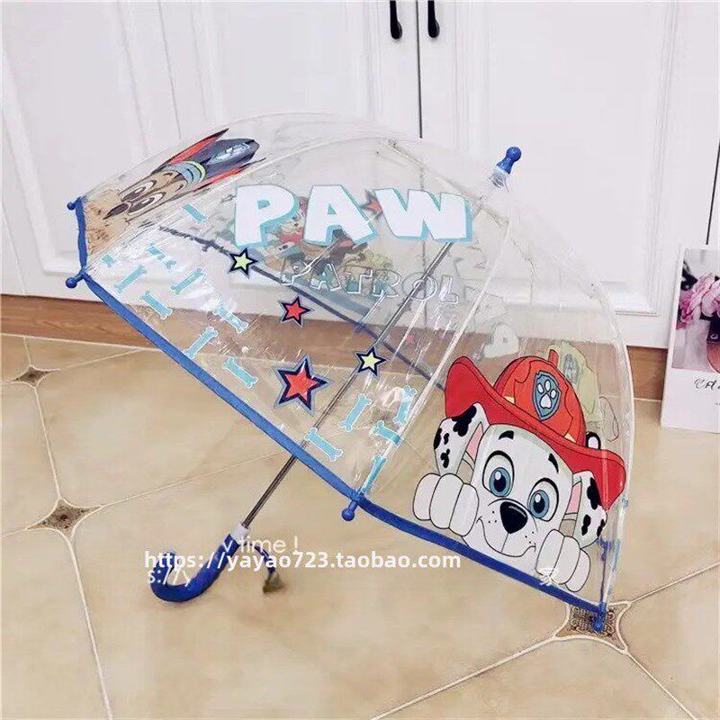 幼儿园雨伞男童防夹手阿奇毛毛小童宝宝可爱狗狗自动透明轻便口哨