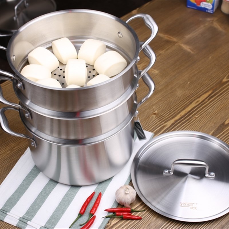 优太30不锈钢蒸锅18/10 五层加厚家用汤锅层蒸格蒸屉2cm