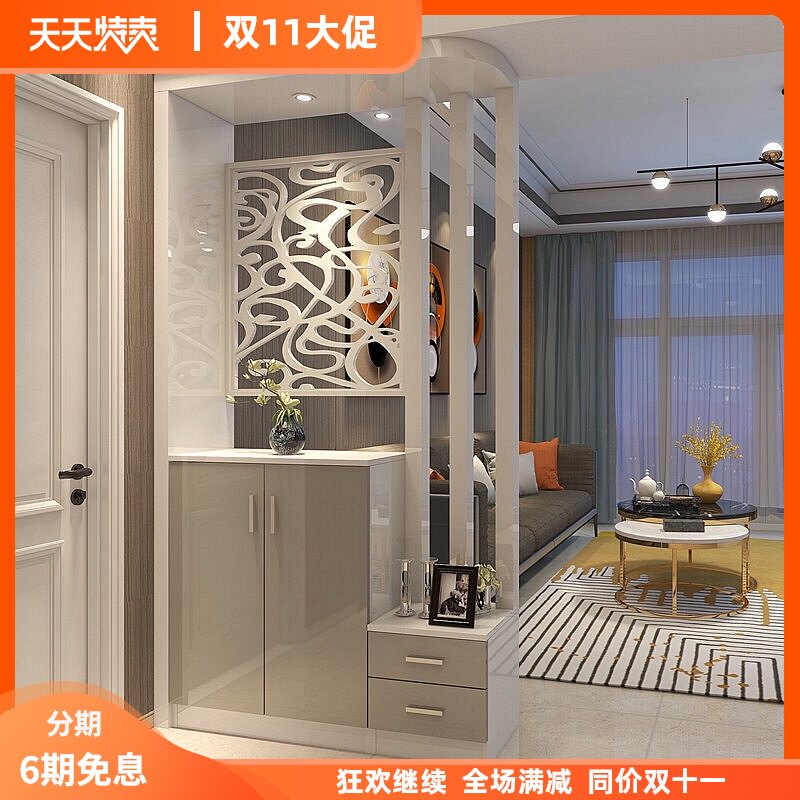 现代玄关隔断柜客厅装饰柜进门玄关柜鞋柜白色烤漆门厅装饰屏风柜