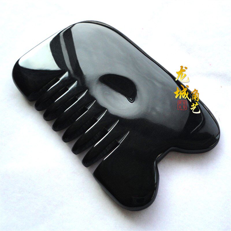 天然加厚黑水牛角刮痧梳子头部按摩经络梳面部颈部刮痧板全身通用