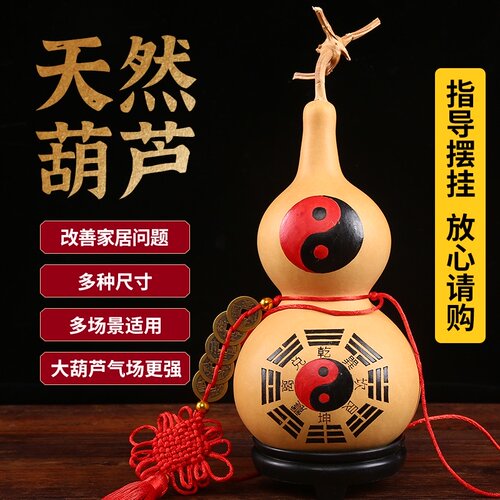 天然葫芦摆件特大巨型大号开口宝葫芦挂件五帝钱横梁压顶开口葫芦