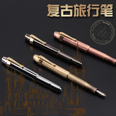 烂笔头3062旅行钢笔黄铜钢笔短款 复古金属古铜笔口袋笔美工弯尖笔