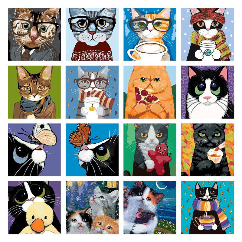 cioioil数字油画diy宠物猫先生客厅装饰画减压填色画动物送礼油画