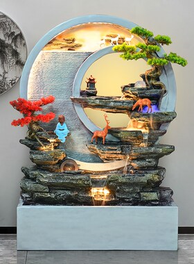 大型中式假山流水喷泉玄关水景墙屏风客厅庭院景观装饰品落地摆件