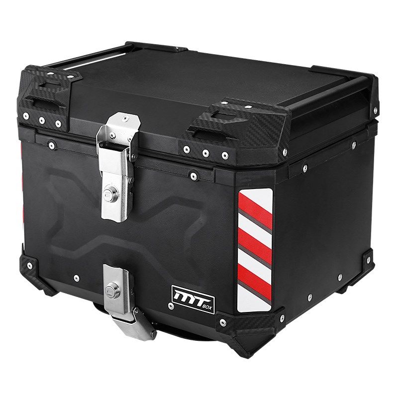 铝合金摩托车尾箱46L方箱储物箱双锁快拆碳钢底座电动车后备箱