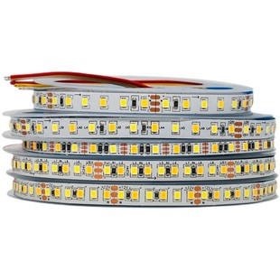 led贴片灯带2835双色温软灯条12V 24v暖白光调三色裸板120灯180珠