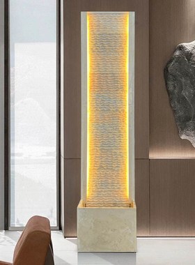 现代中式大型文化石水幕墙客厅落地摆件水景流水墙屏风喷泉鱼缸