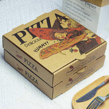 新品魔女商用披萨盒子披萨pizza打包外送一次性包装7/8/9/10寸