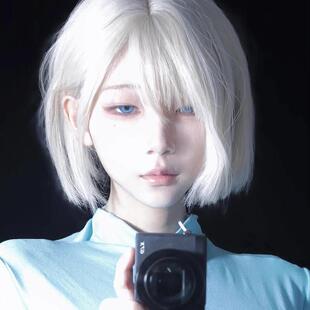 白色假发女短发全头套自然可爱减龄空气浏海波波头万用整顶假发套