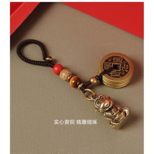 纯铜十二生肖猴子钥匙扣属猴挂件钥匙链金属饰品小吊坠吉祥物挂饰