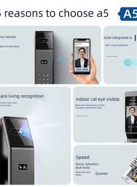 米芝智能门锁E30指纹锁家用防盗门锁人脸识别门锁密码锁入口门锁