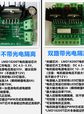 LMD18200T直流电机驱动板电机驱动器驱动模块单路/双路带光电隔离