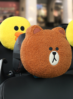 linefriend卡通汽车头枕腰靠车用护颈枕可爱车内靠枕车载座椅枕头
