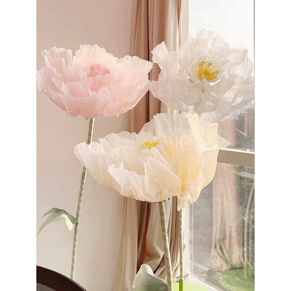 模拟开合花电动机械花自动传感器婚礼展示橱窗道具大型移动丝绸花