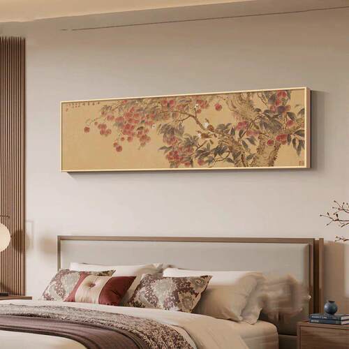 宋代美学卧室床头花鸟图高级感装饰画新中式横版客厅茶室背景挂画