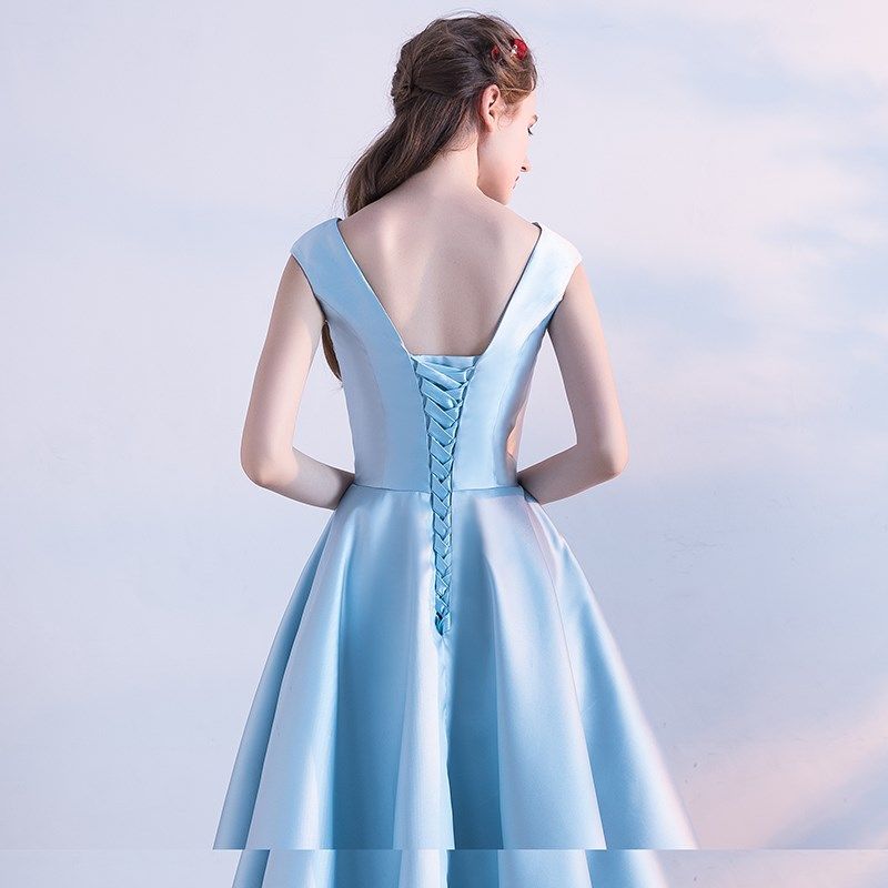 小晚礼服女2024新款高贵气质蓝色中长款生日宴会连衣裙女平时可穿