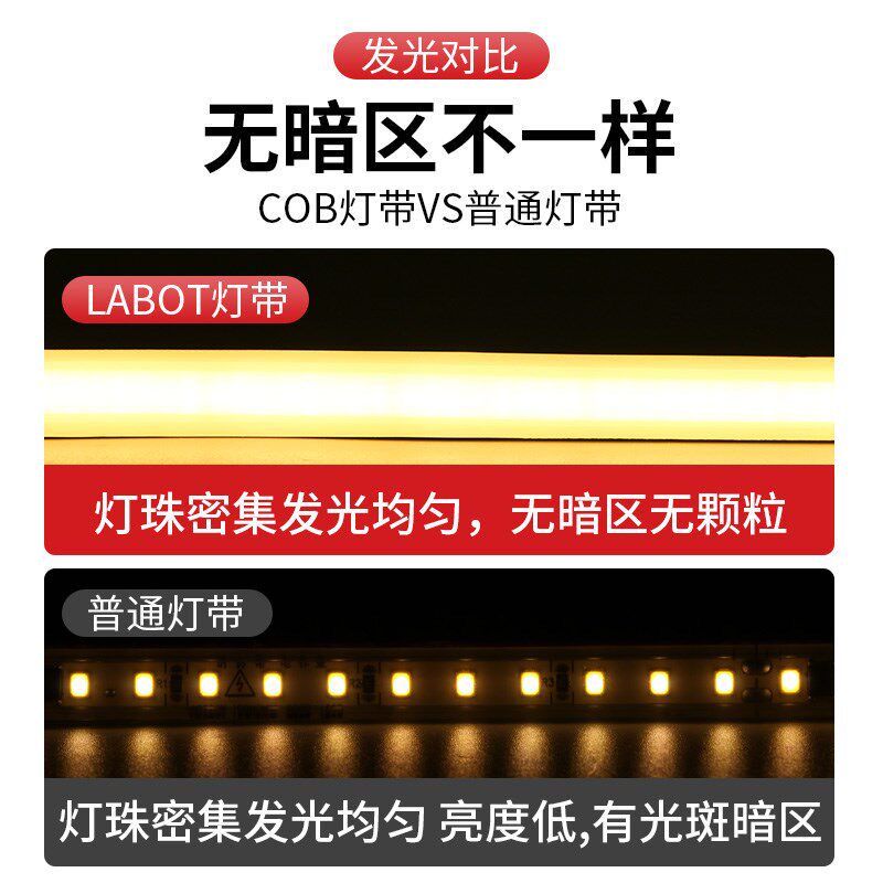 超亮led灯带220v户外防水自粘线形灯家用客厅吊顶线条灯COB软灯条