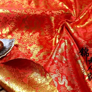 金丝织锦缎布料古装汉服旗袍传统喜庆节日服装面料提花丝绸缎面料