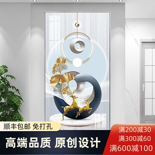 轻奢抽象玄关背景墙装饰画高级感过道走廊壁画简约大气楼梯间挂画