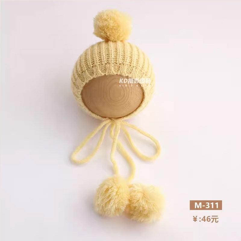 婴儿拍照毛线针织帽子影楼新生的儿摄影满月照月亮枕星星辅助道具