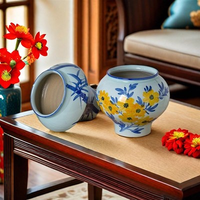 景德镇青花瓷花瓶高级感复古手绘陶瓷花器客厅插花玄关装饰摆件