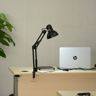 美式长臂工作台灯桌边固定夹子 宿舍大底座金属台灯配件包邮