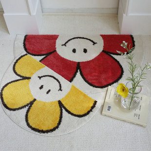 可爱小花半圆吸水浴室地垫加厚防滑地毯卫生间洗手间厕所门口脚垫