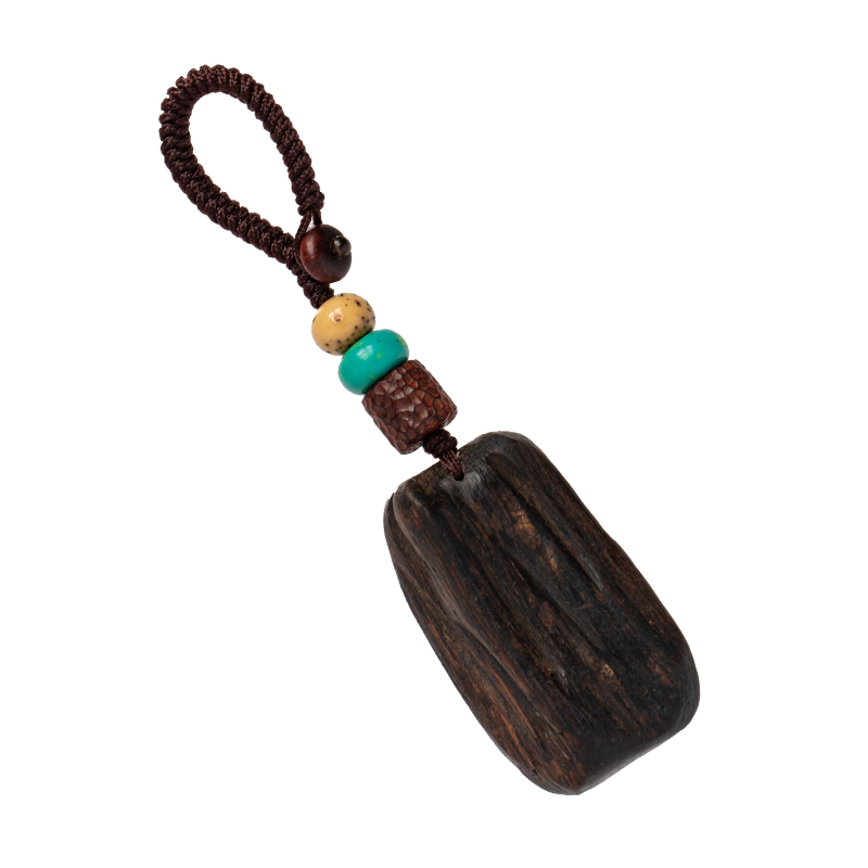 林静达拉干沉香木平安无事牌钥匙扣男汽车钥匙挂件链女高档礼品