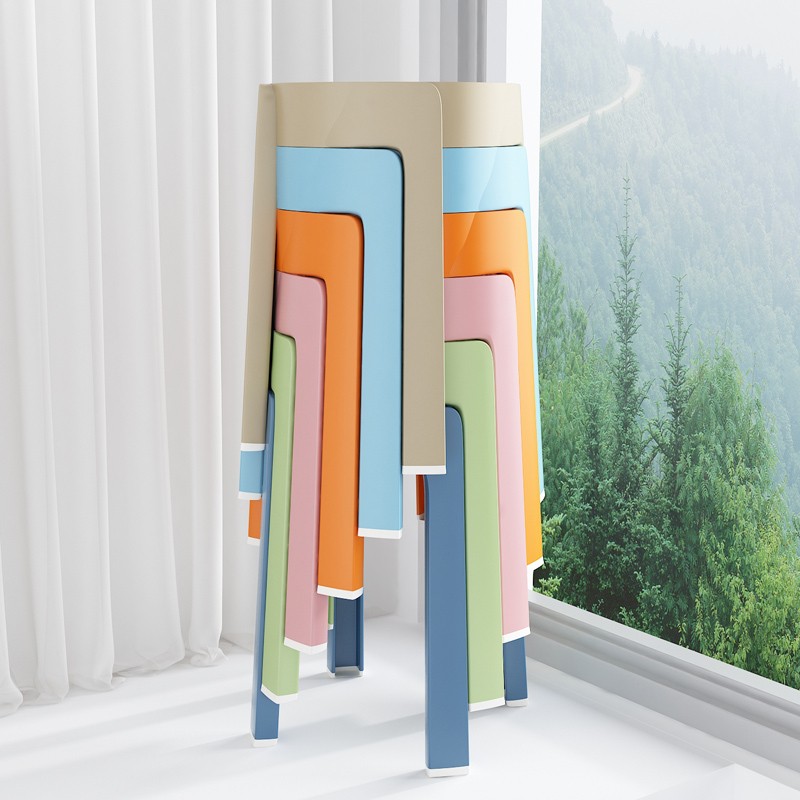 塑料凳子加厚家用可叠放餐桌板凳圆凳时尚创意高凳子北欧简约椅子