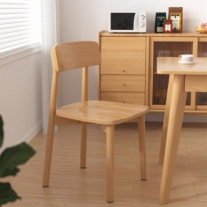 实木餐椅家用奶油风白色化妆凳椅子靠背椅客厅餐桌椅凳简约木椅子