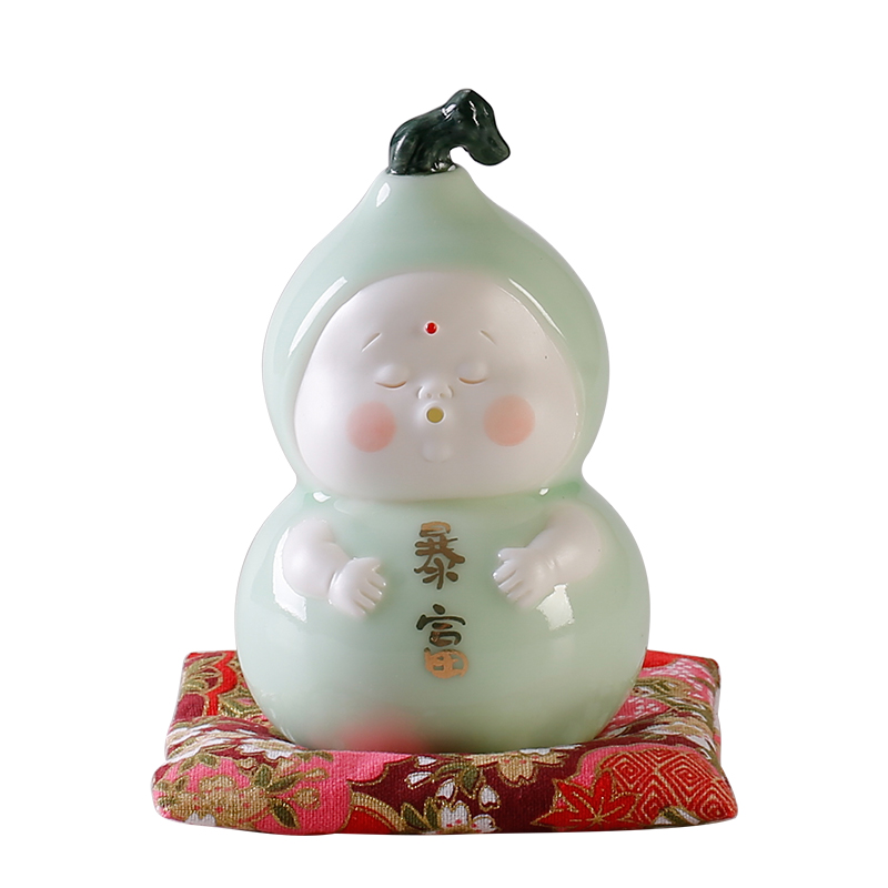 创意葫芦暴富可爱茶宠小摆件陶瓷工艺品香插家居办公室桌面送礼品