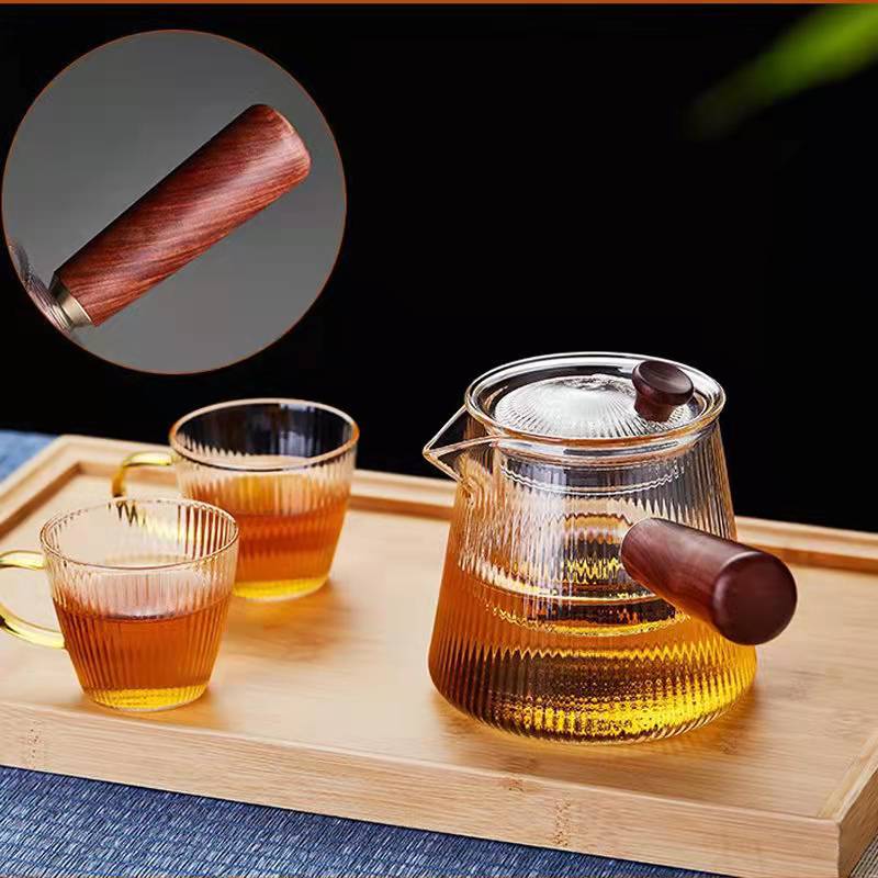 侧把全玻璃茶壶耐热烧水壶小青柑泡茶壶普洱茶安化黑茶专用煮茶壶