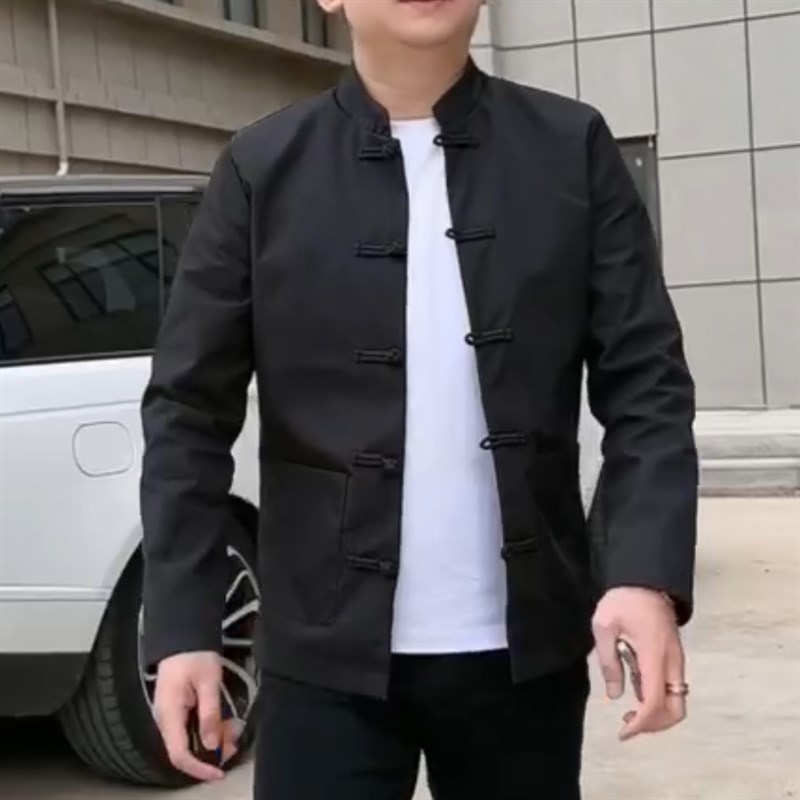 春夏季新中式唐装外套男修身盘扣夹克休闲中山装上衣国风复古上衣