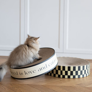 毛大官猫抓板猫窝圆形瓦楞纸耐磨猫窝抓盘一体不掉屑可更换内芯