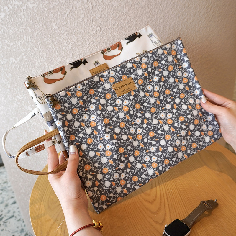 韩国可爱卡通防水A4文件袋文件包大容量孕检档案包拉链资料收纳包