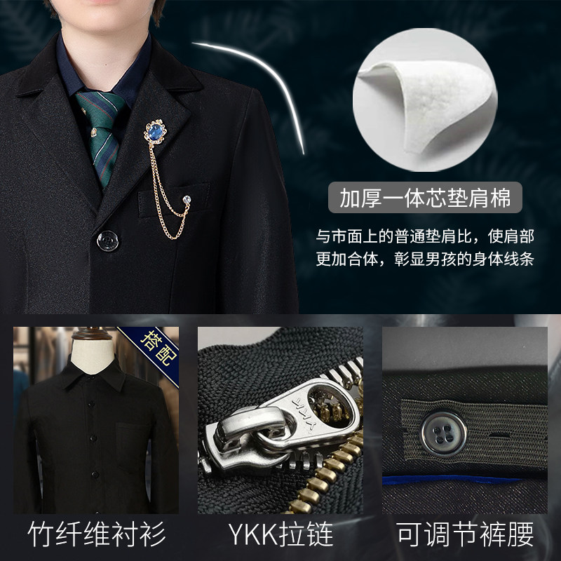 儿童西装套装秋冬季胖童西装男童钢琴表演婚礼花童服小主持人礼服