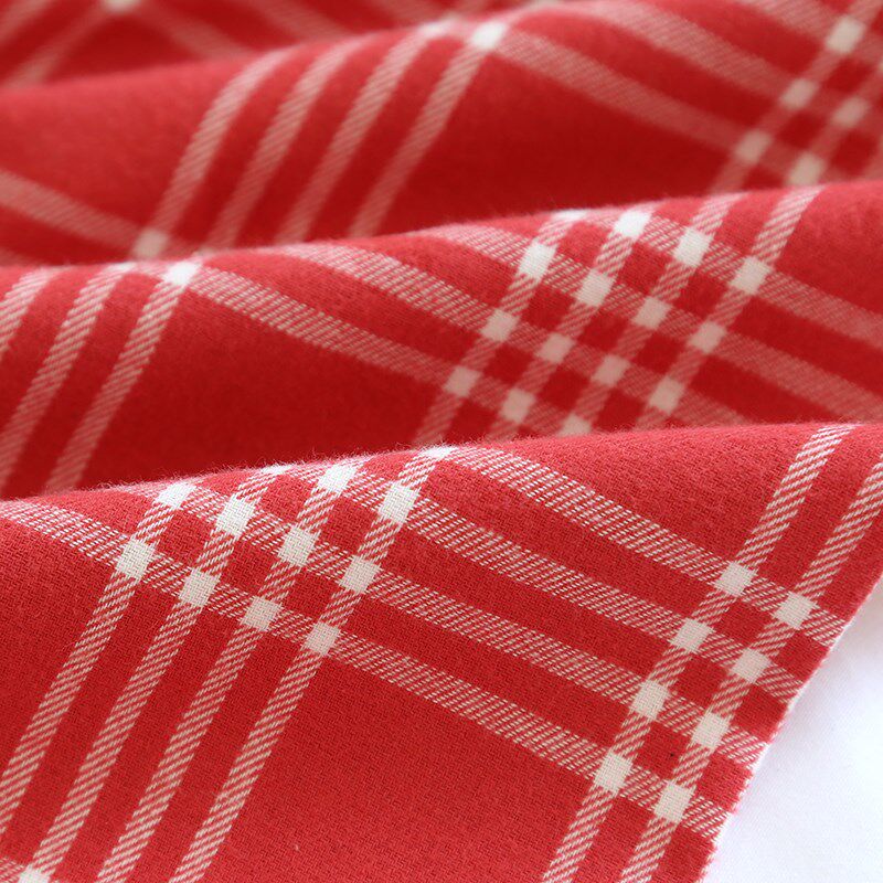 日式大格子睡衣套儿童春秋纯棉磨毛绒布男女童亲子装家居服情侣装