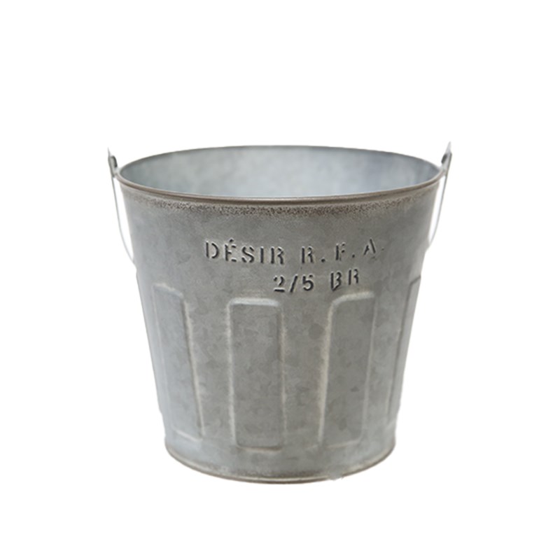 爱上花园 铁艺杂货 挂件 铁皮马口铁色 宽鼓竖纹提桶带提手2/5