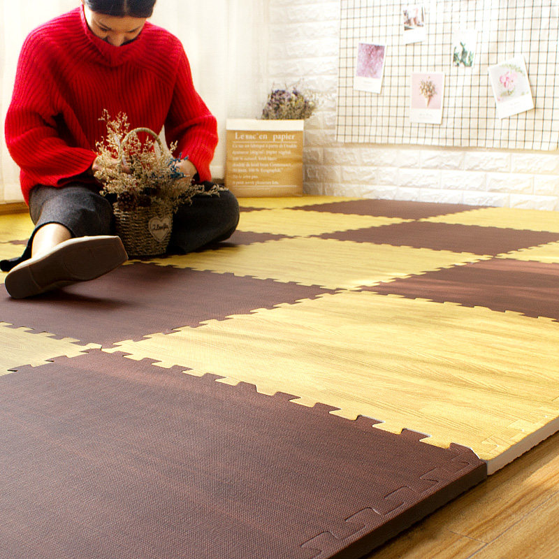 田园泡沫拼接地垫仿木纹地板垫榻榻米垫子卧室客厅儿童爬行垫6060