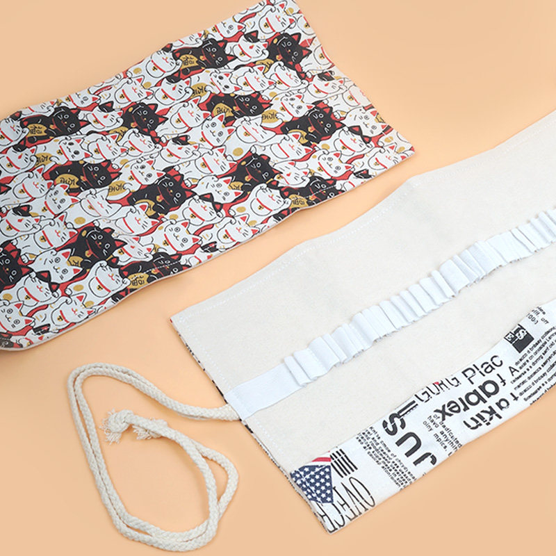 72支装素描铅笔笔帘 彩铅笔袋帆布笔帘 可爱简约学生收纳包