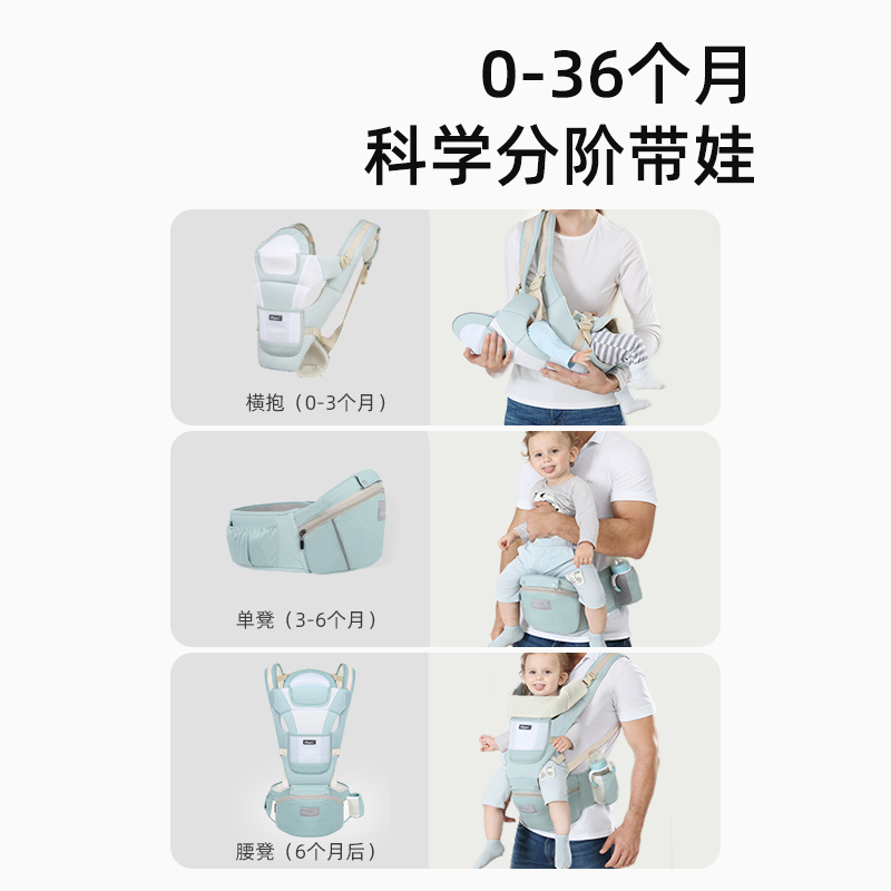 婴儿背带腰凳前抱式抱娃神器多功能四季通用坐凳纯棉透气宝宝背带