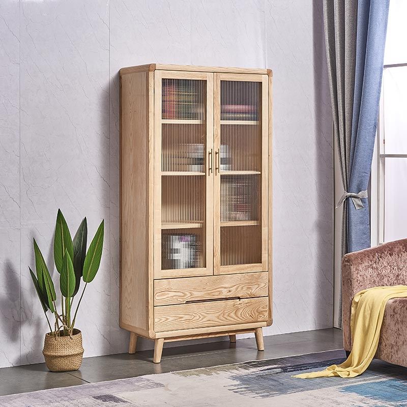 北欧实木书柜客厅原木玻璃门立柜白蜡木储物柜书房简约双门置物柜,住宅家具,单个书柜,淘宝优惠券,粉丝福利购,淘宝优惠卷