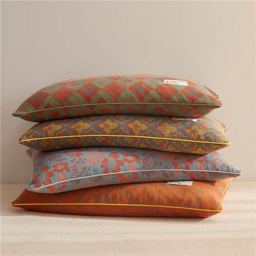 a类双层纱简约荞麦枕头枕芯不塌陷枕芯高护颈椎枕助睡眠单人家用