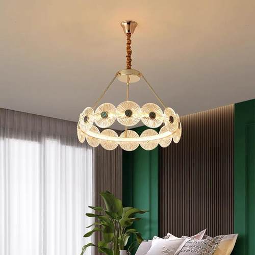 法式轻奢客厅吊灯创意个性玻璃花朵现代简约餐厅卧室书房水晶灯具