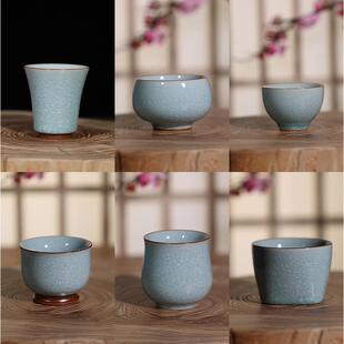 汝窑汝瓷冰片釉女精致闻香杯高端个人杯品茗杯功夫陶瓷茶杯主人杯